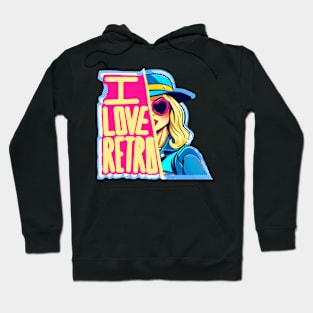 i love retro themed hat and sunglasses and girl design Hoodie